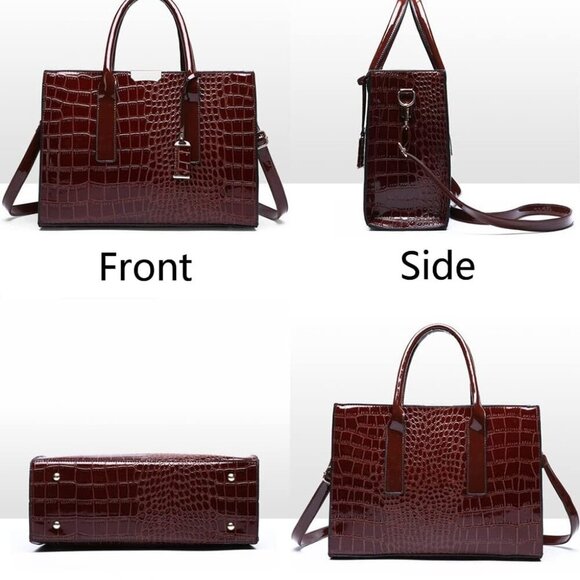 Top-handle Handbags Purse Women Crocodile Pattern Satchel Pu Leather Shoulder Ba - Picture 4 of 7